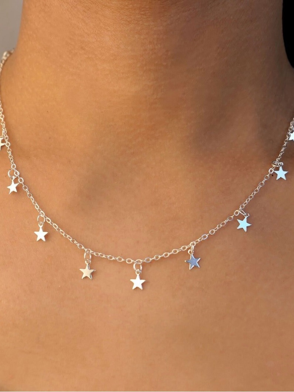 Dainty Minimalist Silver Star Choker Necklace